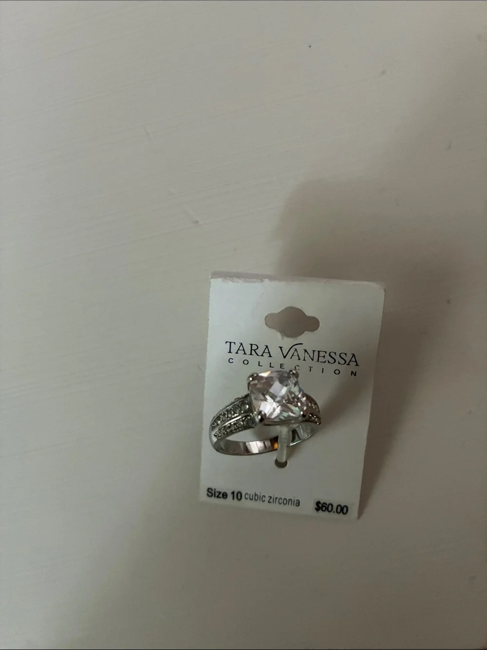 Tara Vanessa Silver-Tone Clear Crystal Ring